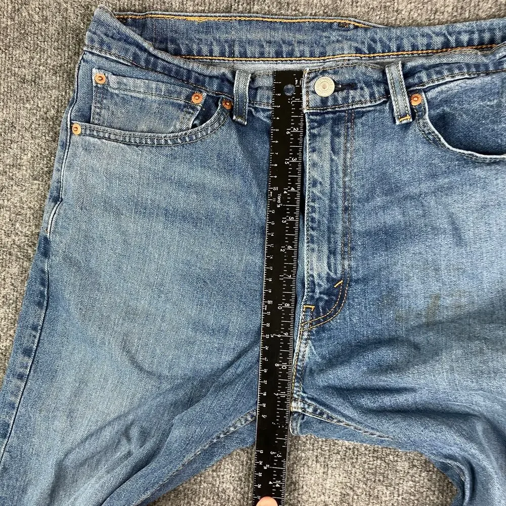 Levi's 505 Jeans Mens 36x32 Blue‎ Straight Fit Stretch Distressed Workwear Worn